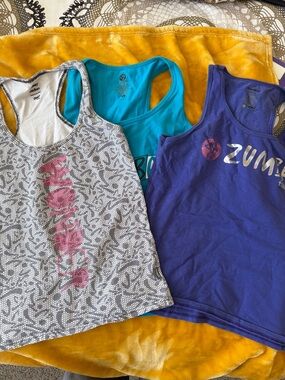 Zumba Fitness Women's Tank Tops - Purple, Teal, Gray with Pink Logo